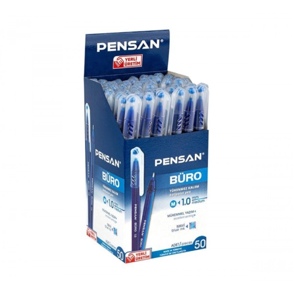 Pensan Büro Tükenmez Kalem 1 mm Mavi 10 Lu